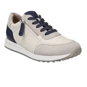 Paul Green Tate Sneakers Womens US 7 Blue Tan Leather Luxury Shoes Zipper US 7